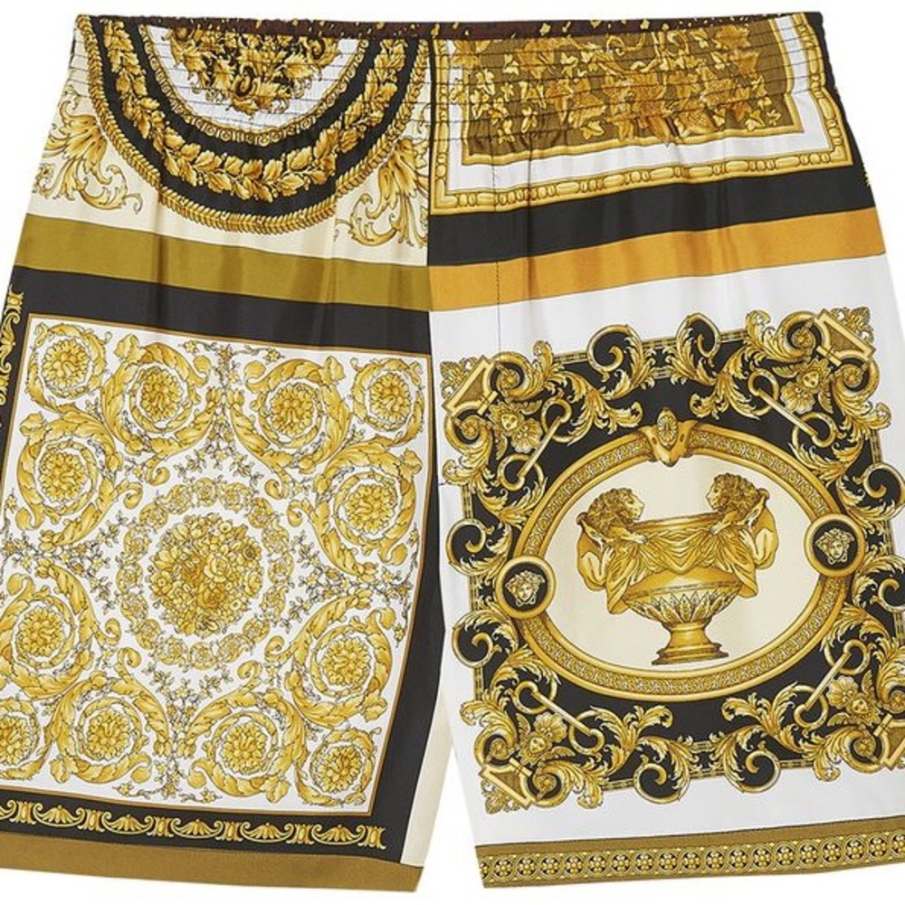 Versace Gold and White Patterned Shorts